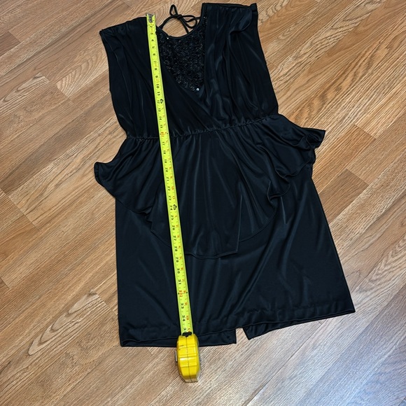 Vintage 1980’s Diamond’s Run sleeveless black sequin peplum midi dress Size 9/10 - Picture 16 of 17